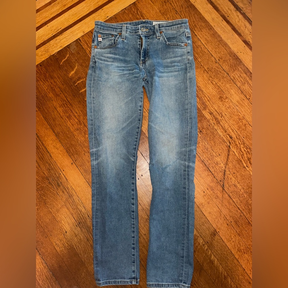 Ag Adriano Goldschmeid straight leg light wash jeans made USA denim